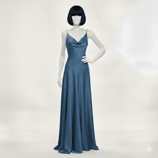 Elegant Cowl Neck Satin Maxi Dress - Image 1